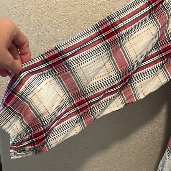 True Craft 3X 100% Cotton Faux Wrap Top W X Detail Top Balloon Sleeve Hi Low - Picture 2 of 8